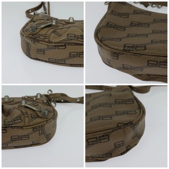 BALENCIAGA Chain Le Cagoule Mini Shoulder Bag Leather Beige Silver Auth bs27430 - Picture 16 of 16